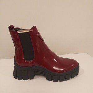 Hestia Chelsea Boot In Cherry Faux Leather, 6 M